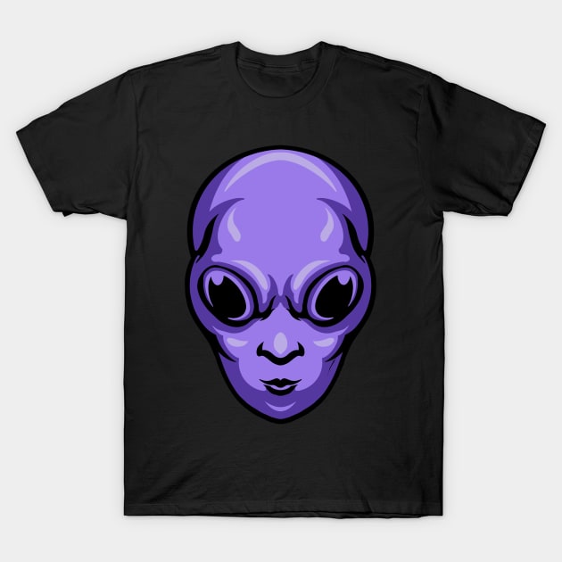 Purple Alien Head T-Shirt by ryroxtoons